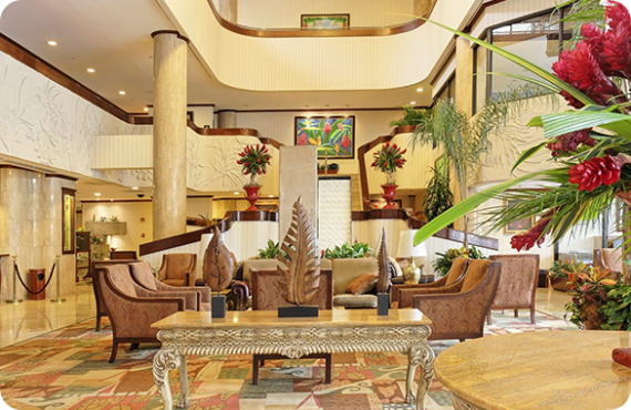 The lobby of the Holiday Inn San Jose in Costa Rica.