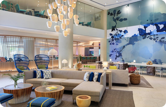 Lobby of the Renaissance Curaçao Resort and Casino located at the Baden Powellweg in Curaçao.