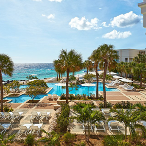 The Marriott Beach Resort at the John F. Kennedy Boulavard on the island of Curaçao.